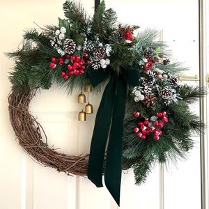 Elegant Pine and Berry Holiday Christmas Wreath